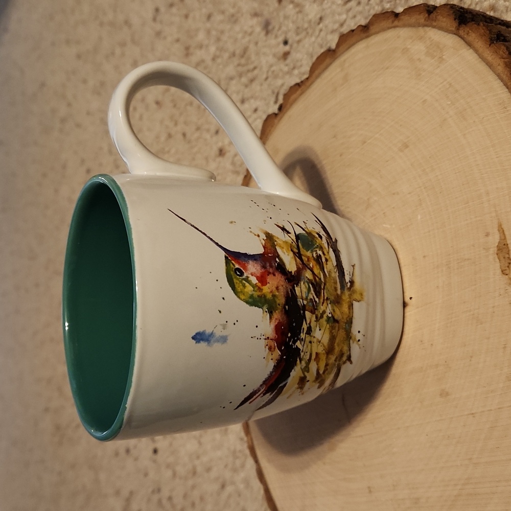 Demdaco White & Blue Hummingbird Design Mug